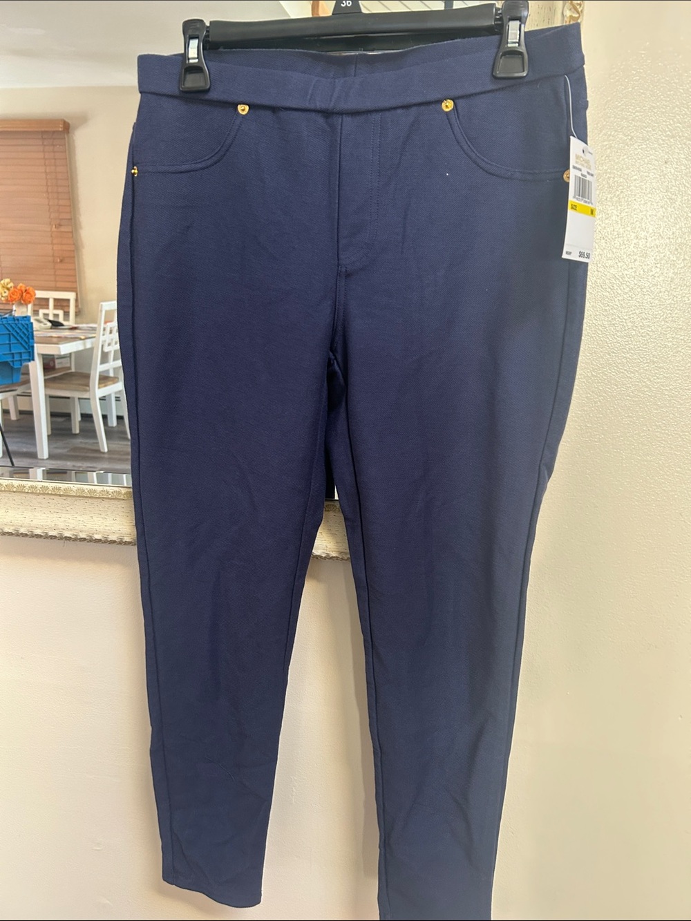 Michael Kors Dark Navy Stretch Chinos with Gold Accents